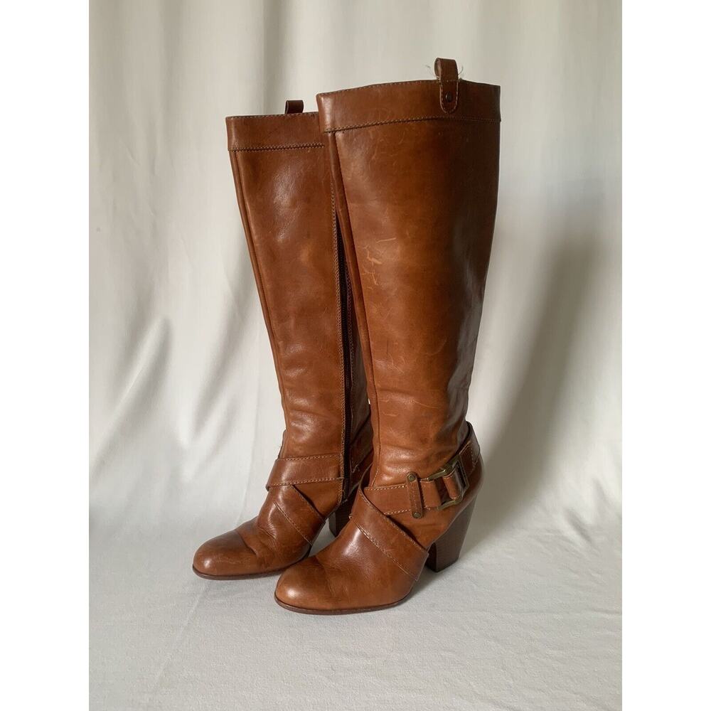 Frye Tall Leather Riding Boots in Brown